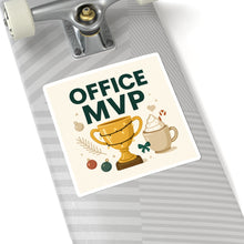 Office MVP Sticker — Trophy & Coffee Holiday Kiss-Cut Decal