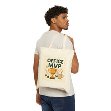 Office MVP Canvas Tote Bag — Award Trophy Coffee Design