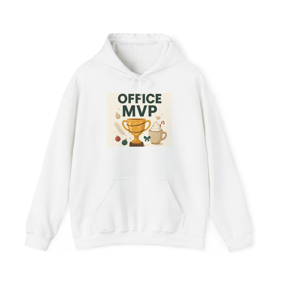 Office MVP Hoodie — Funny Coffee & Trophy Work Crewneck for Coworkers