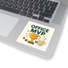Office MVP Sticker — Trophy & Coffee Holiday Kiss-Cut Decal