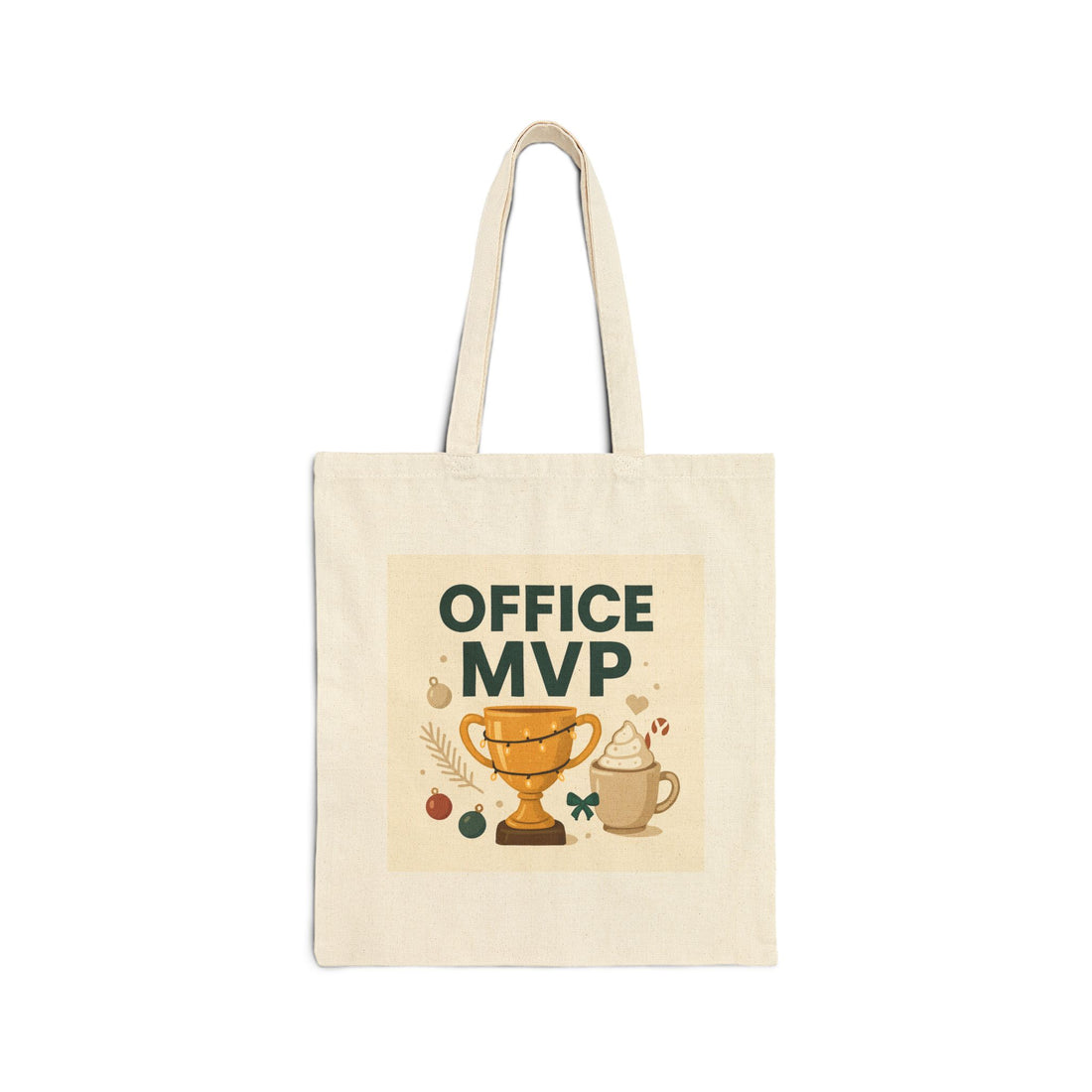Office MVP Canvas Tote Bag — Award Trophy Coffee Design