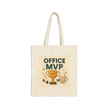Office MVP Canvas Tote Bag — Award Trophy Coffee Design