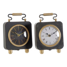 Table clock DKD Home Decor Black Golden Silver (2 Units)-2