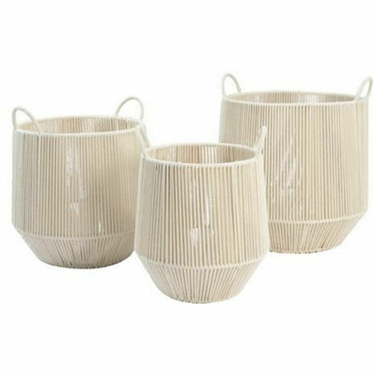Basket set DKD Home Decor Beige Metal (3 Pieces)