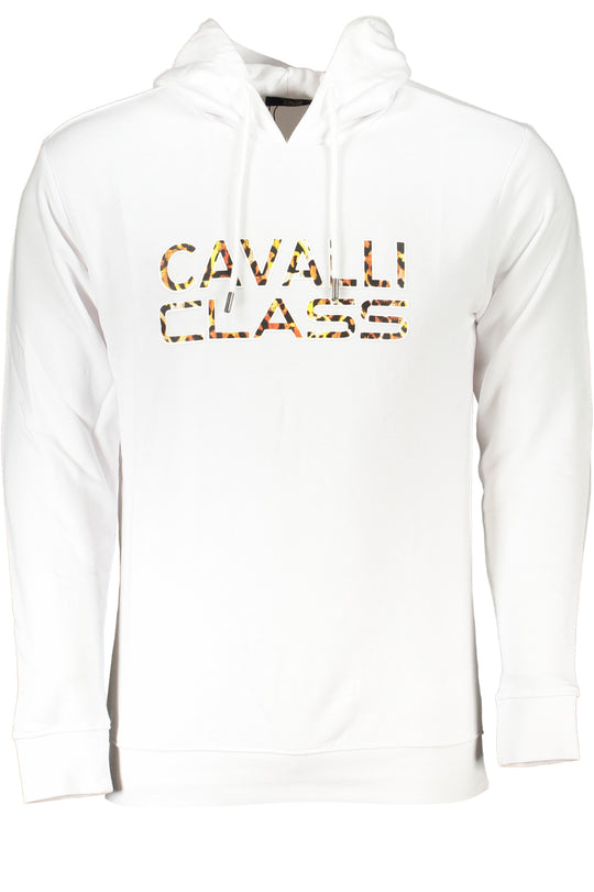 CAVALLI CLASS MEN'S WHITE ZIPLESS SWEATSHIRT
